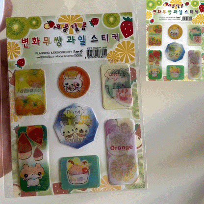 retro animals & fruits stickers ☆