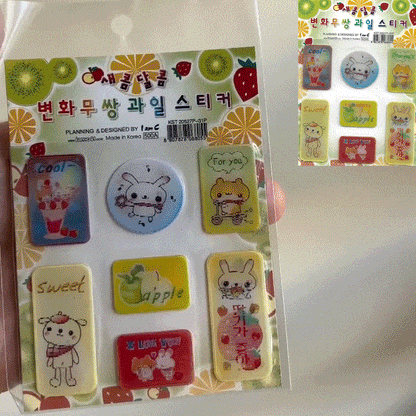 retro animals & fruits stickers ☆