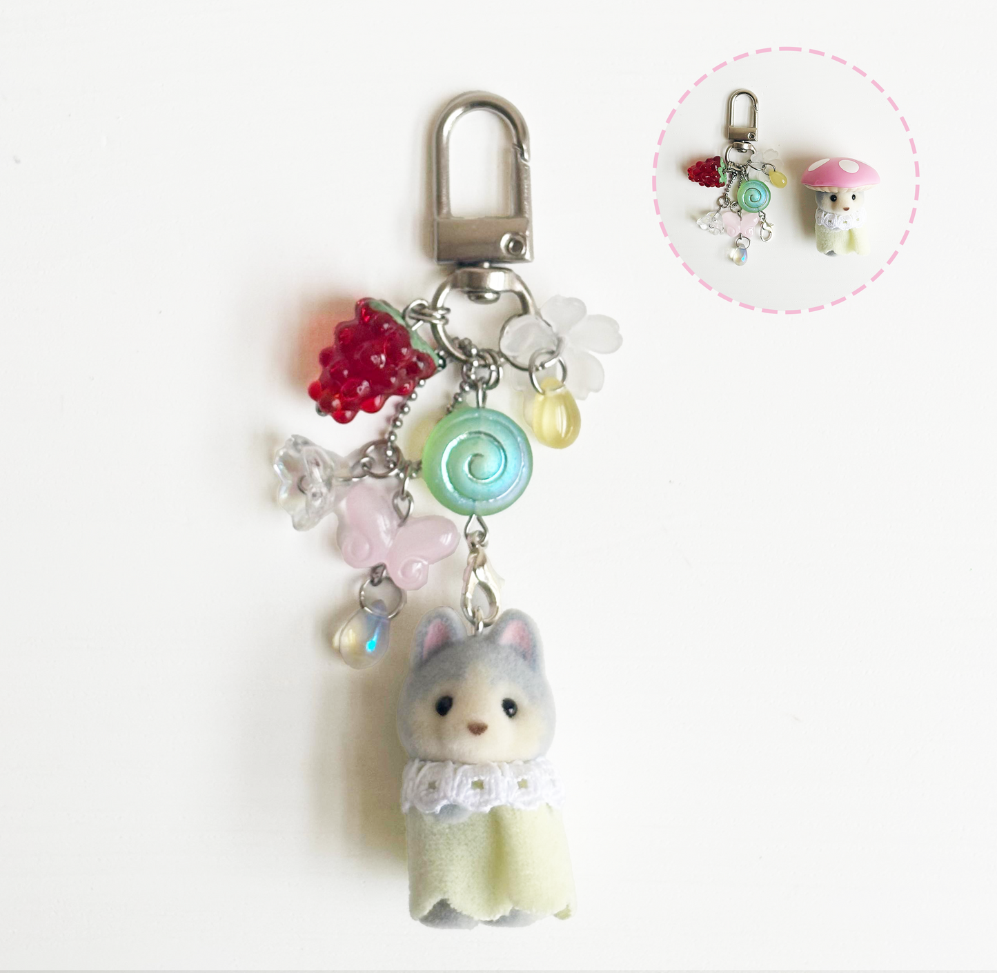 Detachable Charm .☘︎ ݁˖ Husky Baby w/ Mushroom Hat